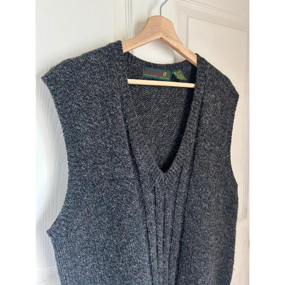 Vintage Hunting Horn 100% Shetland Wool Charcoal Men's Sweater Vest Size M - Picture 4 of 6